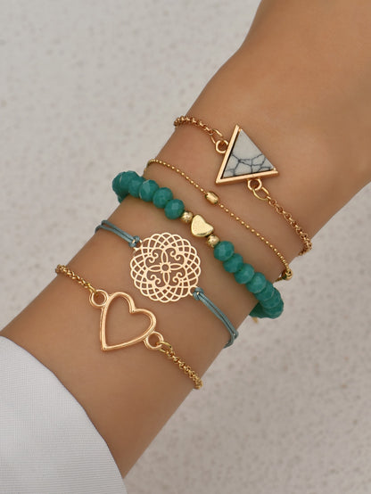 5pcs Heart & Triangle Decor Bracelet