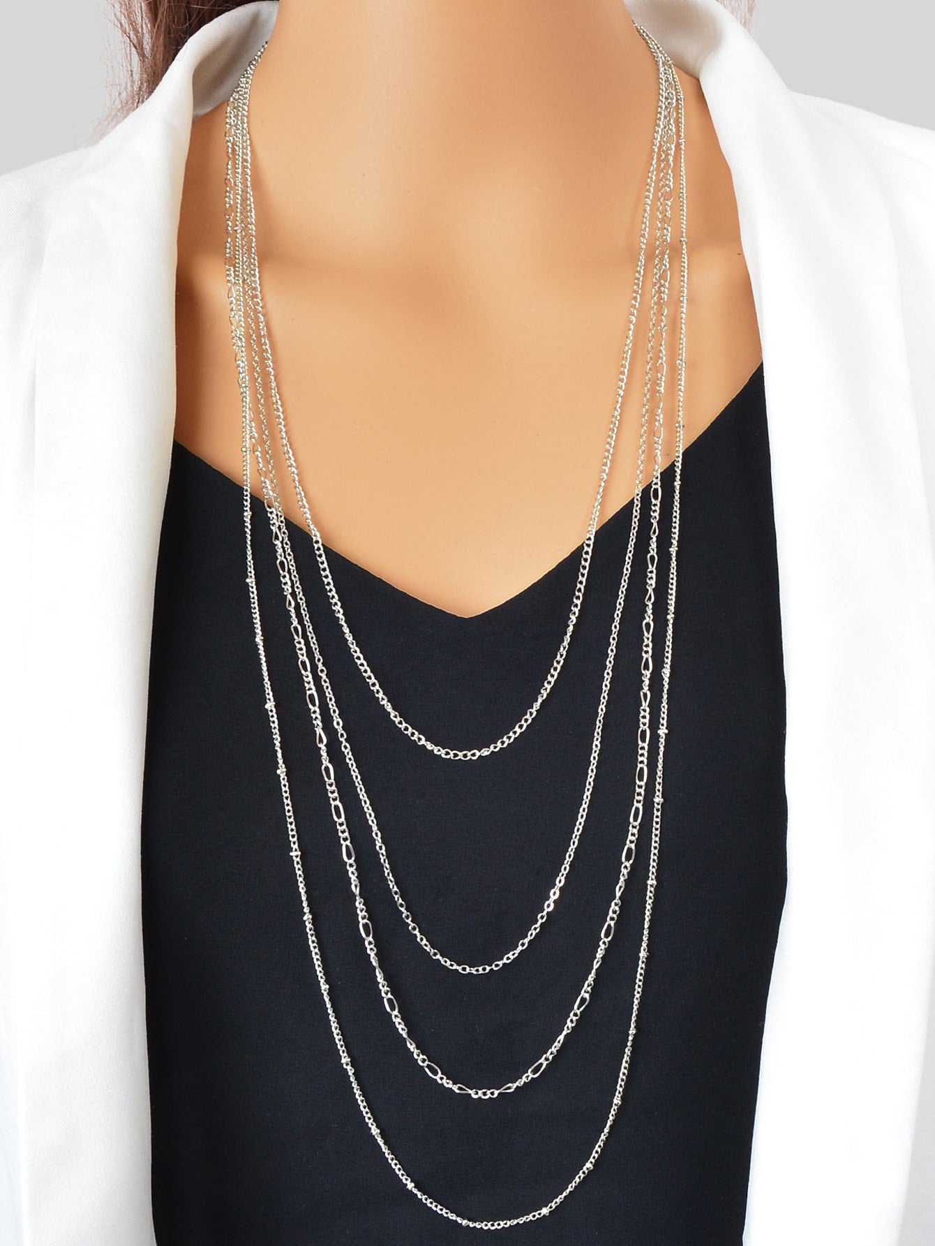 Disc & Rectangle Charm Layered Necklace