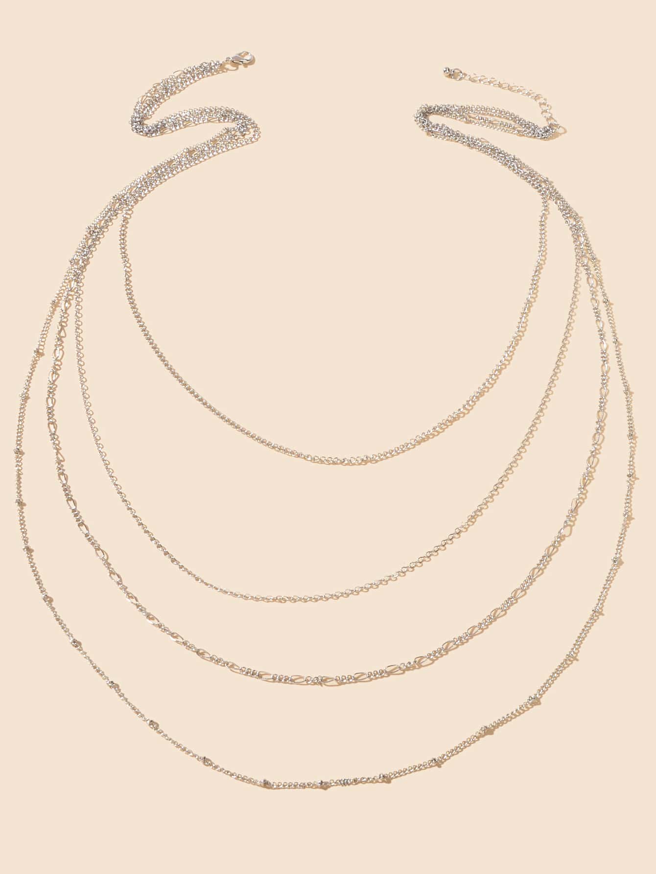 Disc & Rectangle Charm Layered Necklace