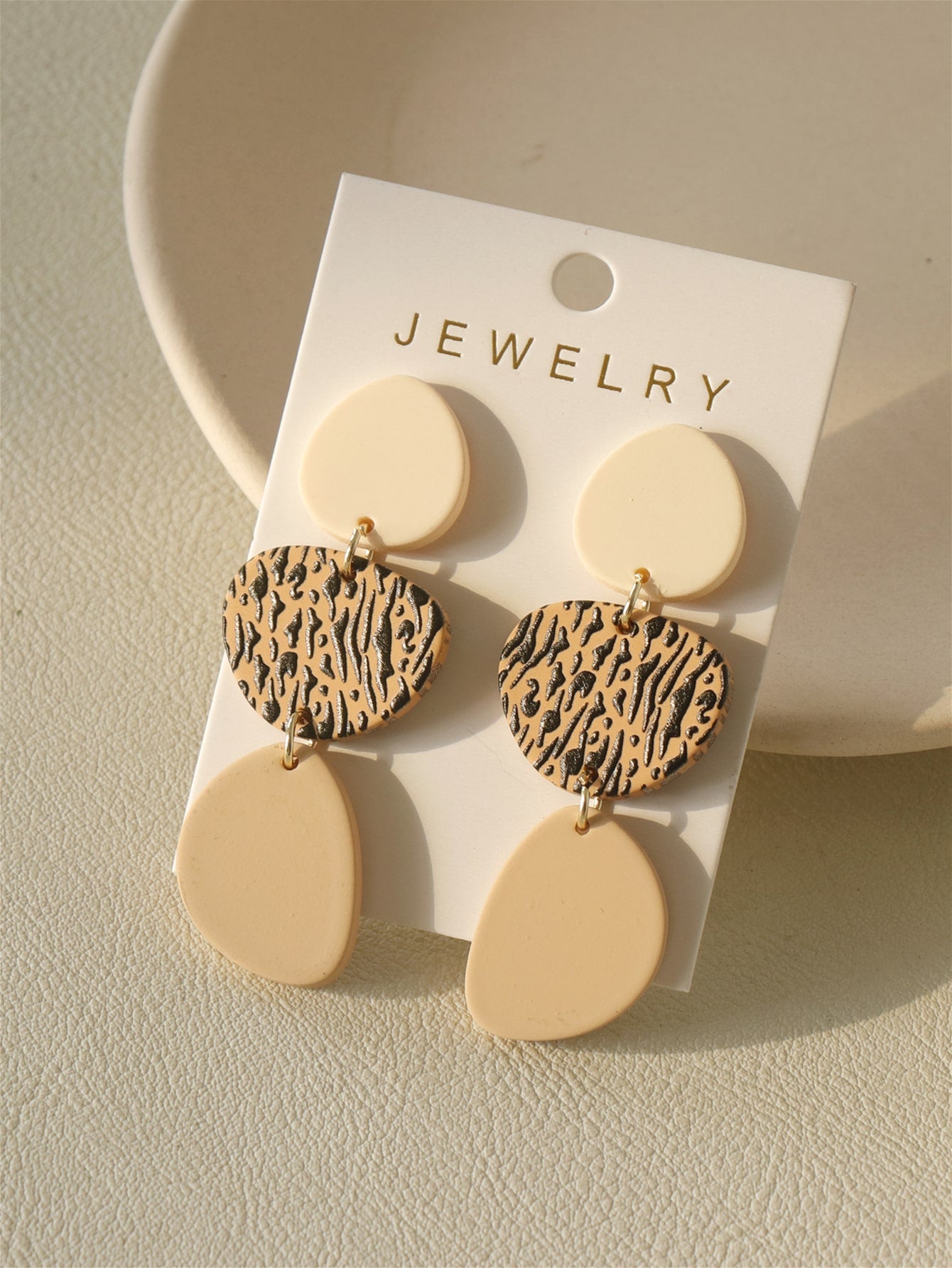 Leaf Print Drop Earrings