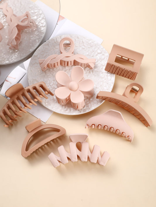 8pcs Flower & Wavy Design Hair Claw