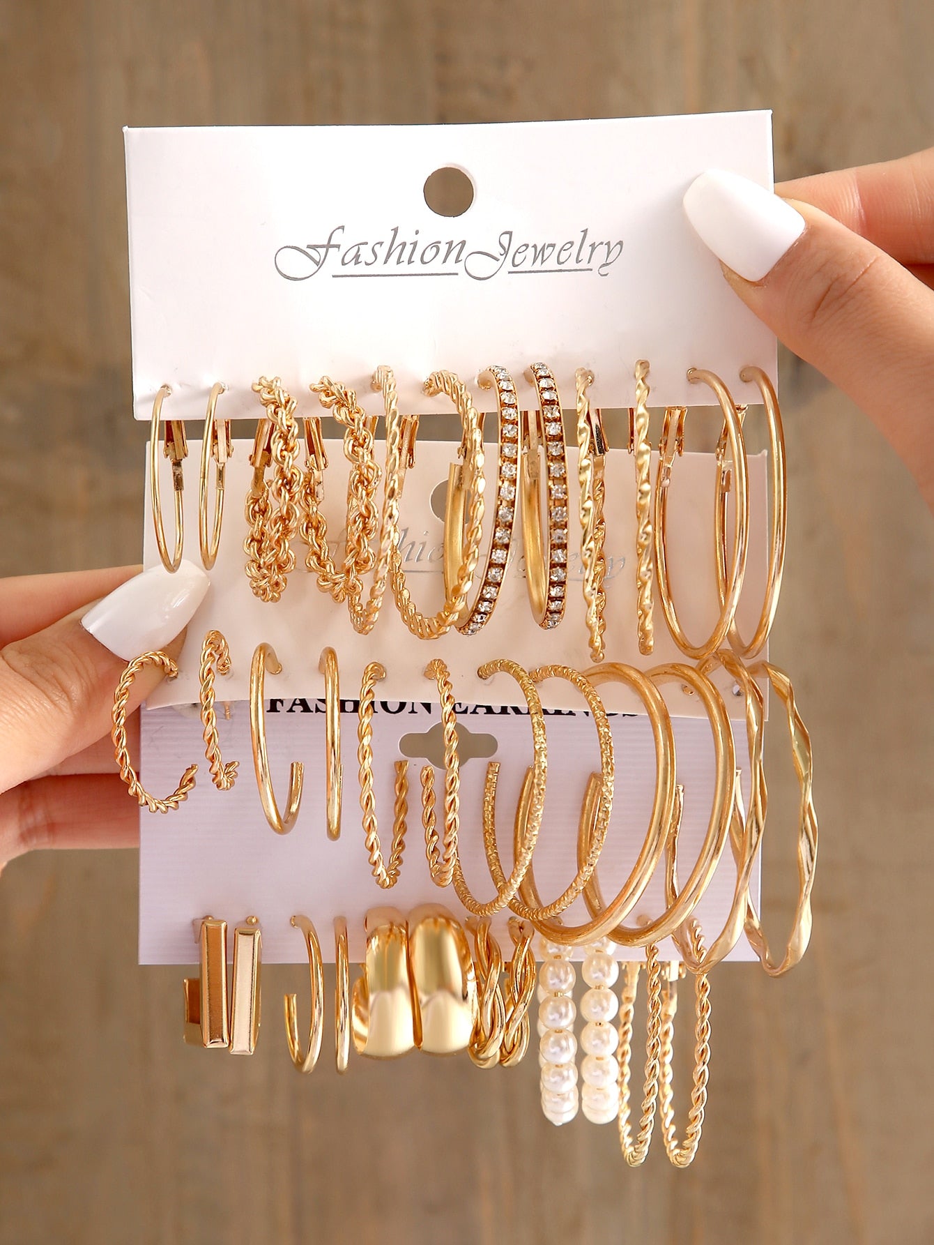 36pcs set Fashion Zinc Alloy Faux Pearl Decor Twisted Hoop Earrings