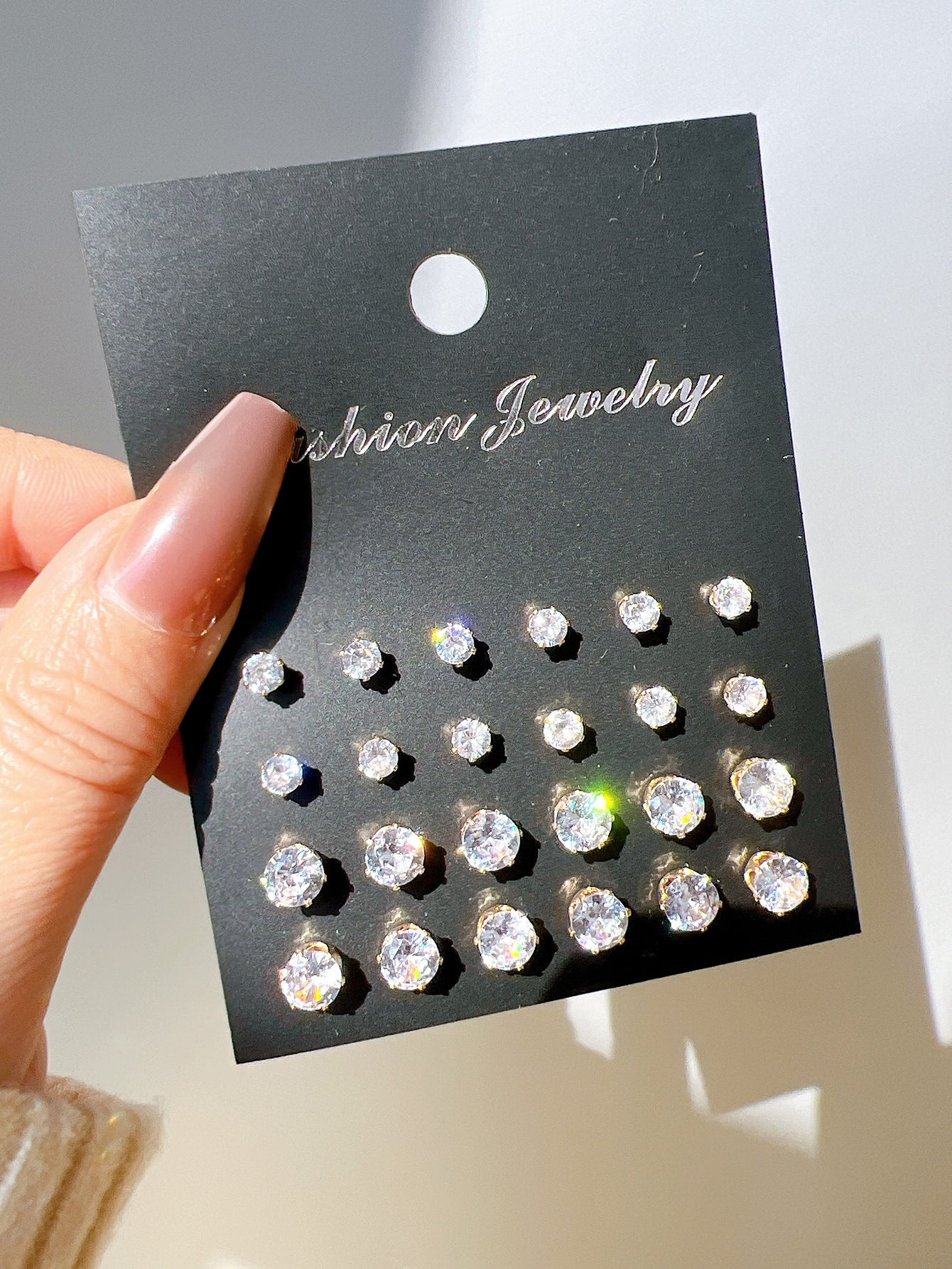 12pairs Cubic Zirconia Decor Stud Earrings