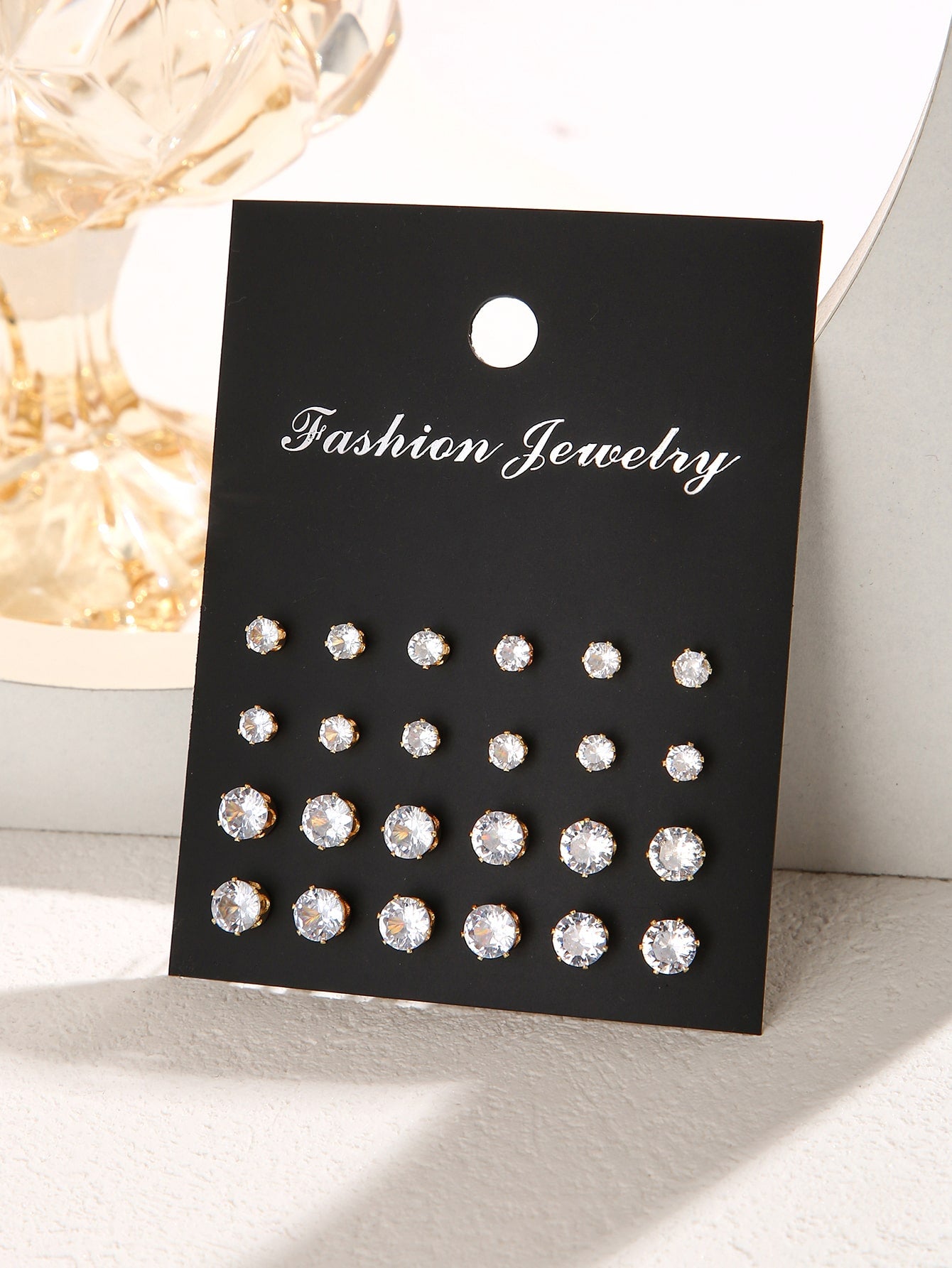 12pairs Cubic Zirconia Decor Stud Earrings