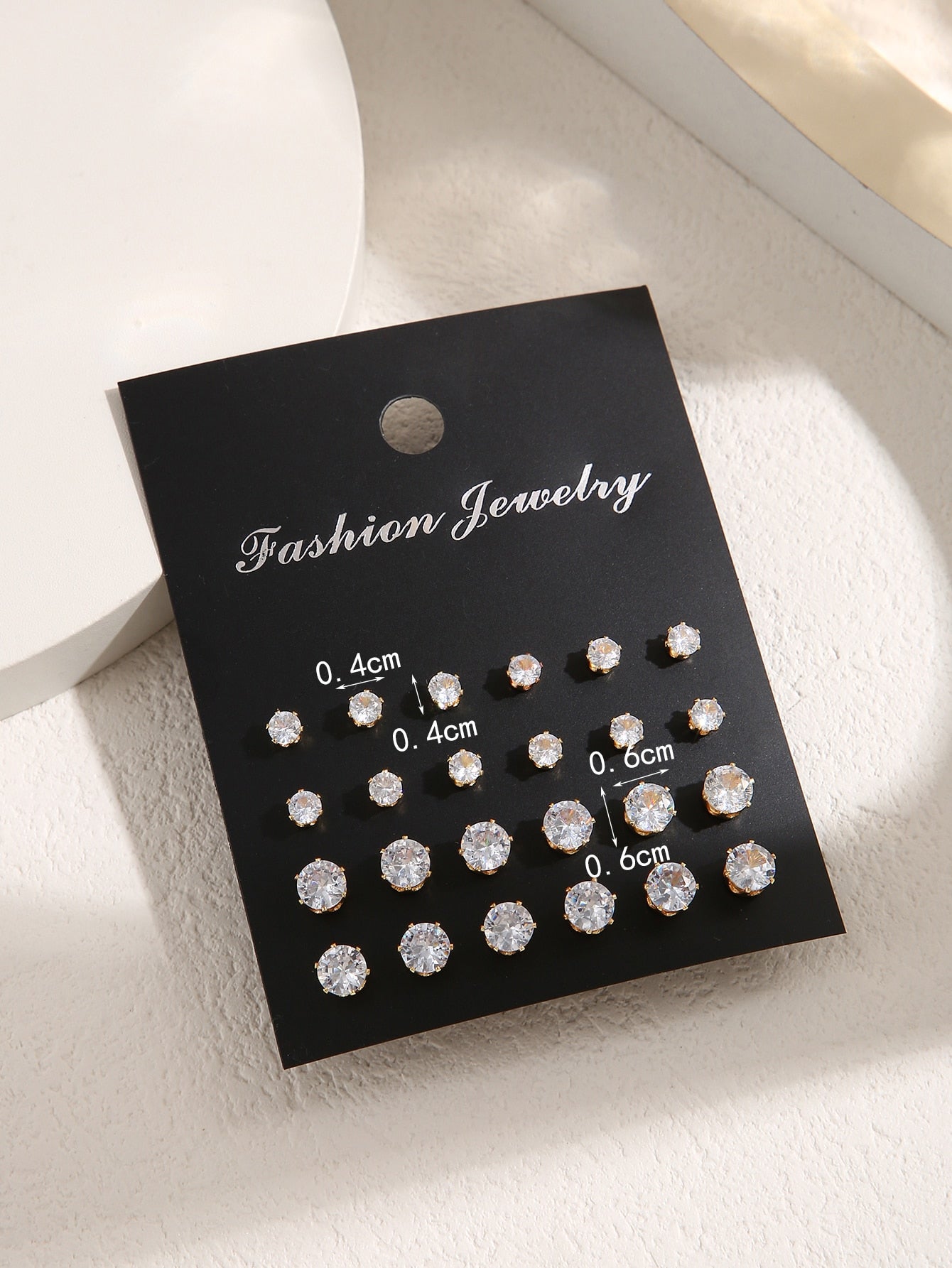 12pairs Cubic Zirconia Decor Stud Earrings