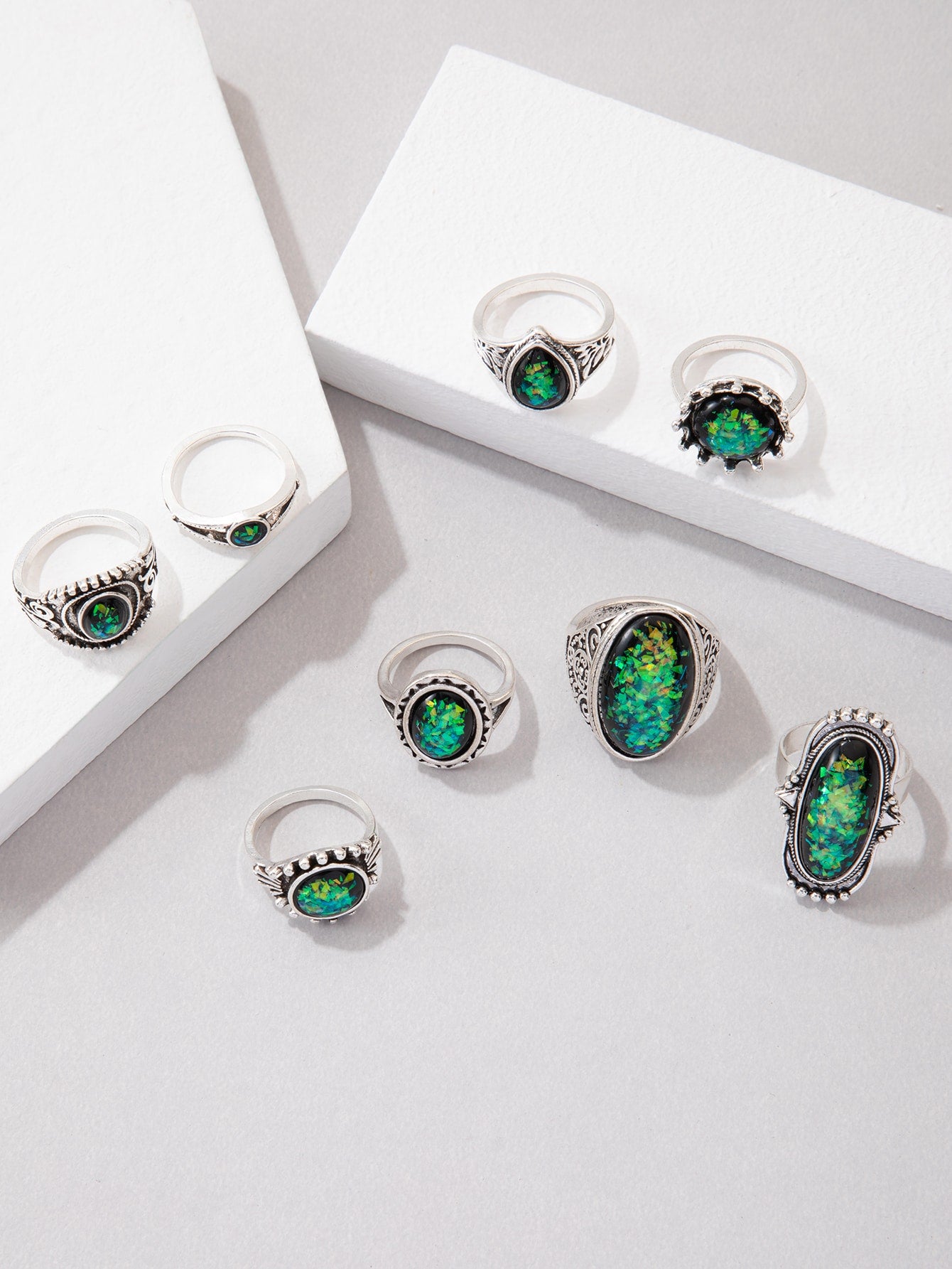 8pcs Turquoise Decor Ring