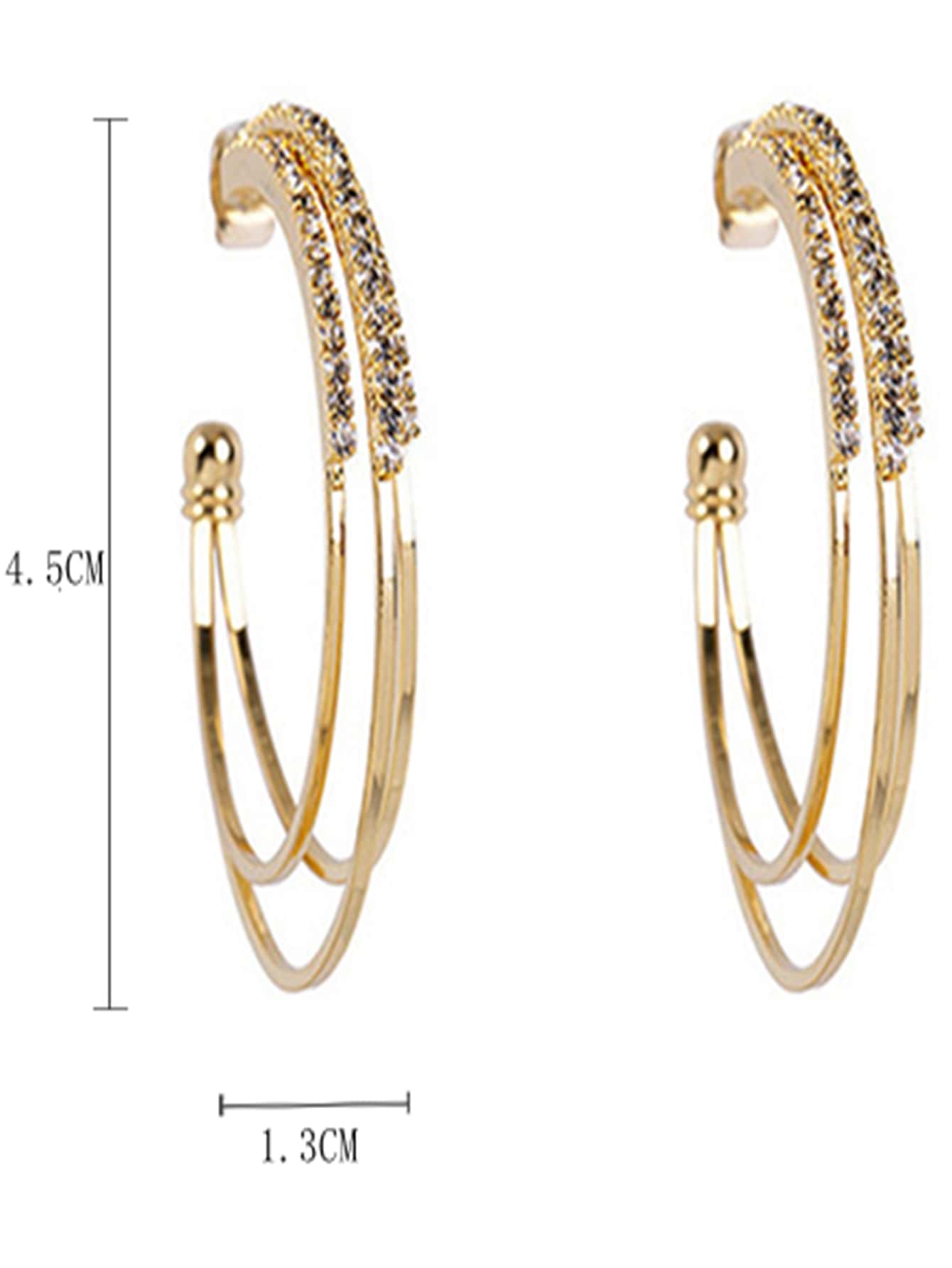 Rhinestone Decor Layered Hoop Earrings