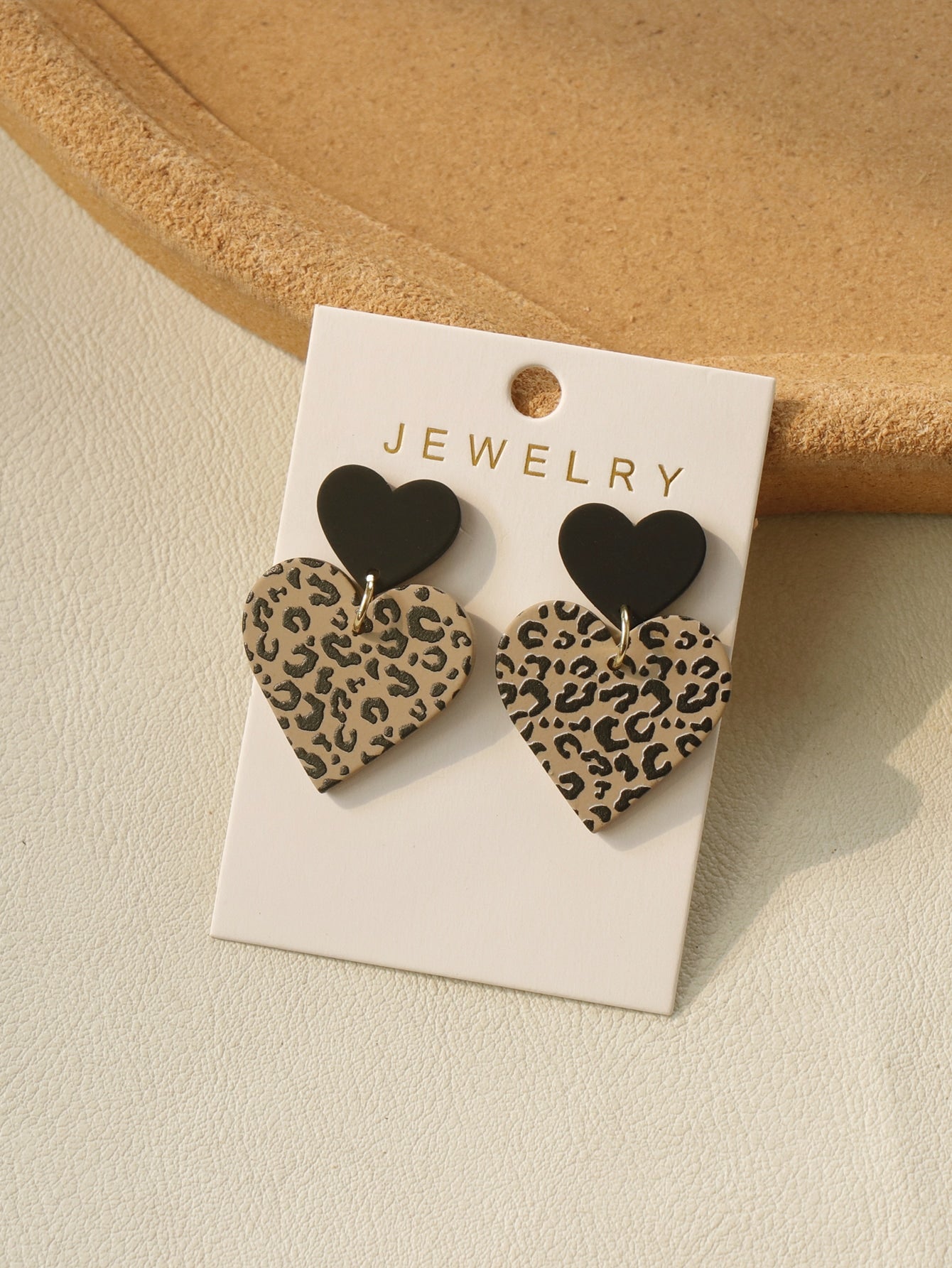 Leopard Pattern Heart Drop Earrings