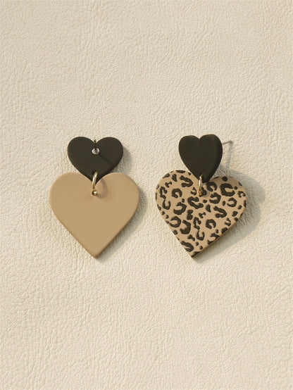 Leopard Pattern Heart Drop Earrings