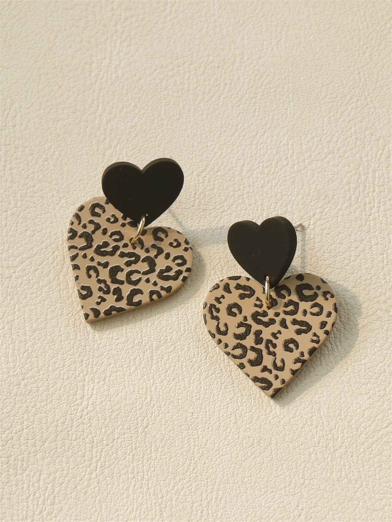 Leopard Pattern Heart Drop Earrings