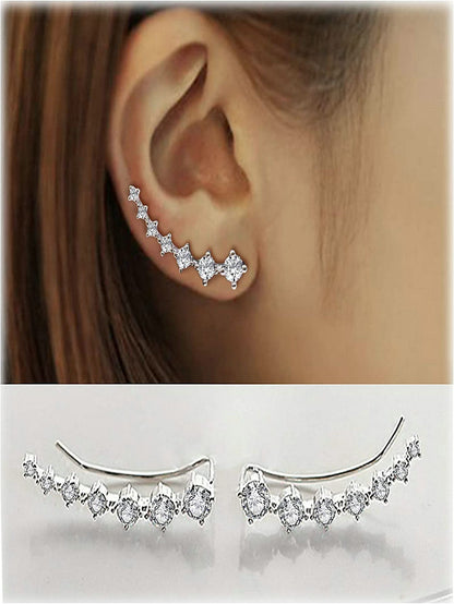 2pcs Rhinestone Decor Earrings