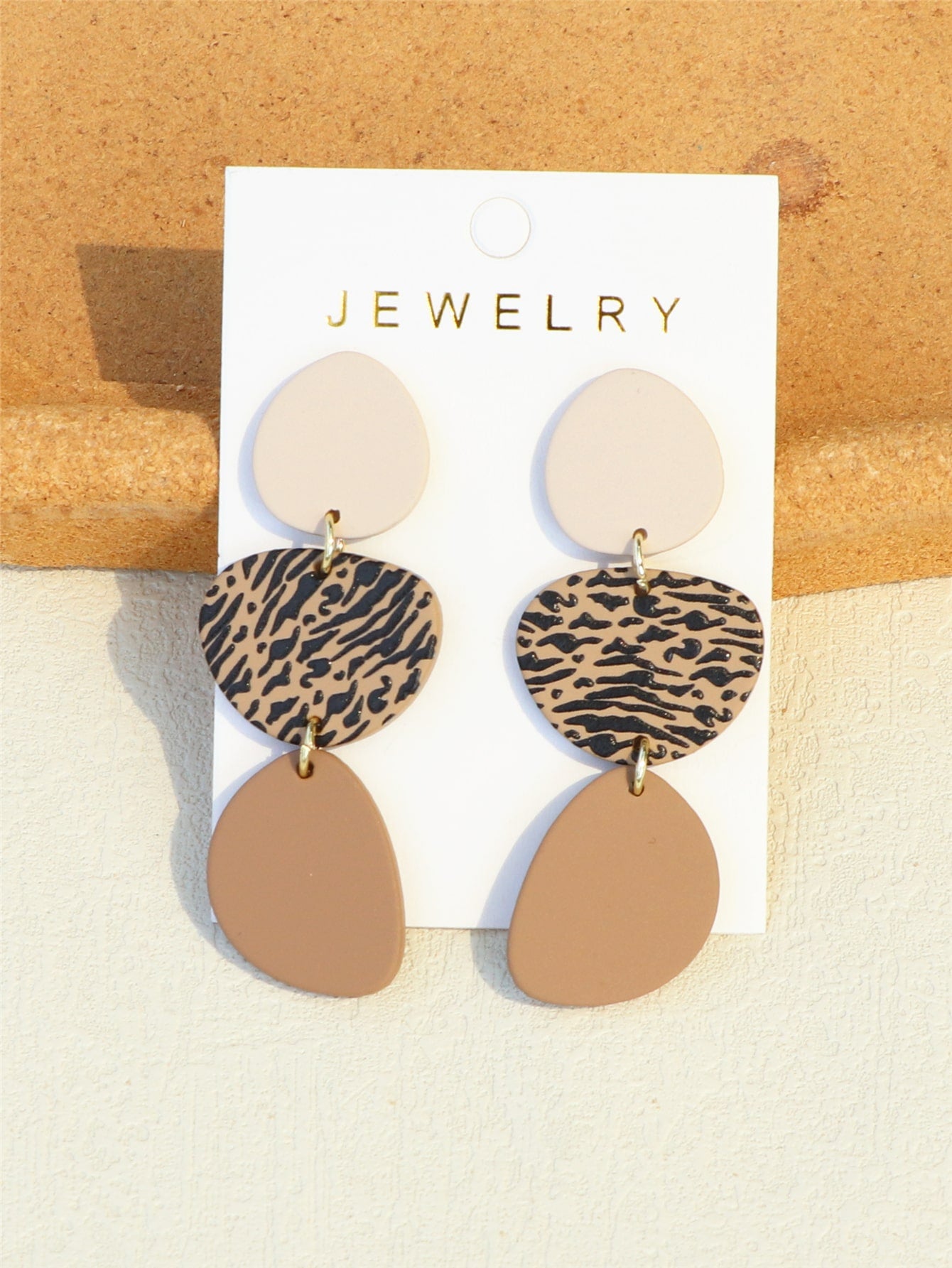 Leaf Print Drop Earrings