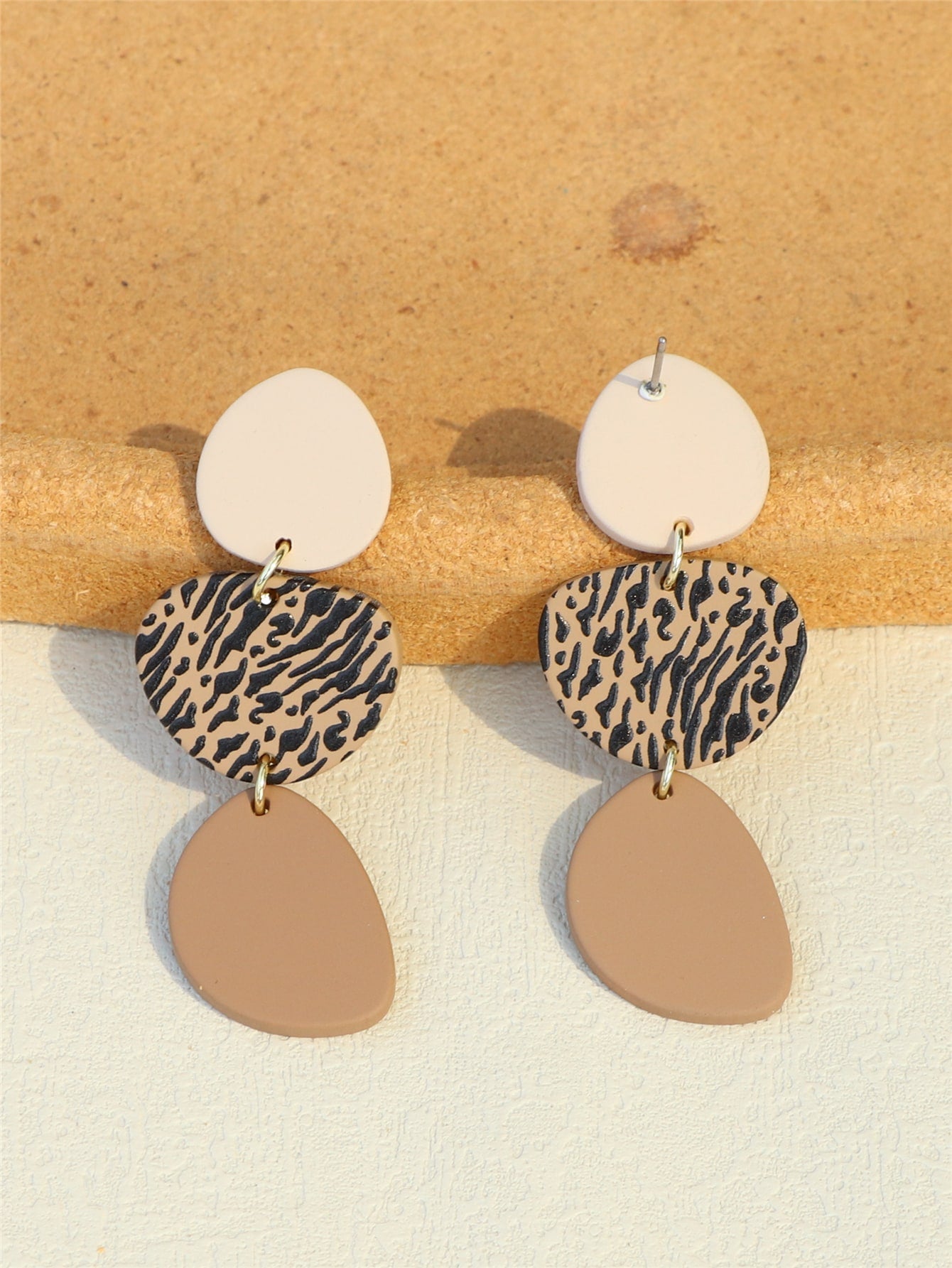 Leaf Print Drop Earrings