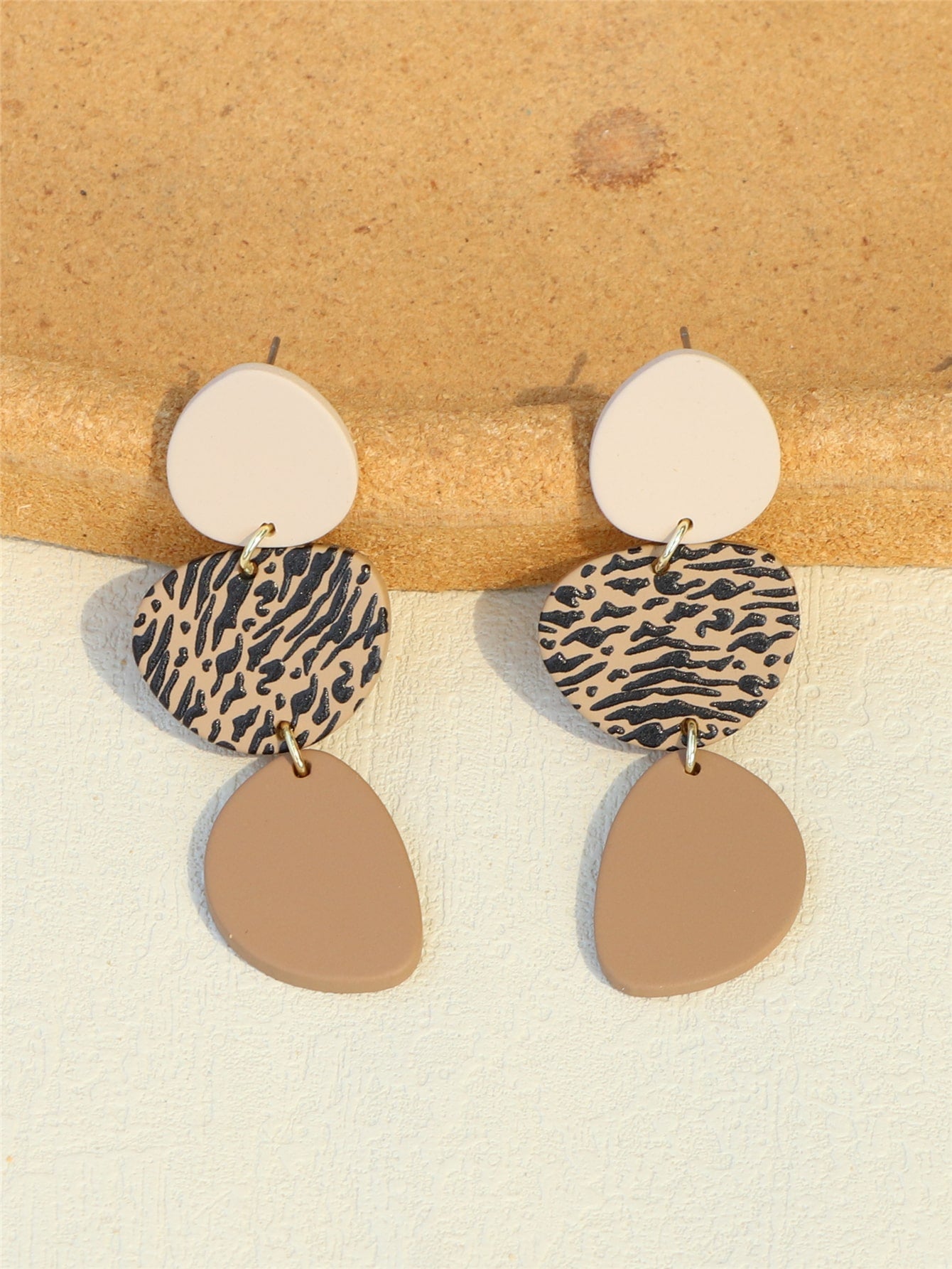 Leaf Print Drop Earrings