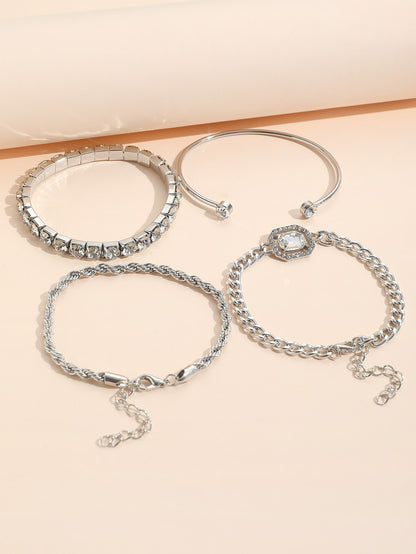 4pcs Rhinestone Decor Bracelet