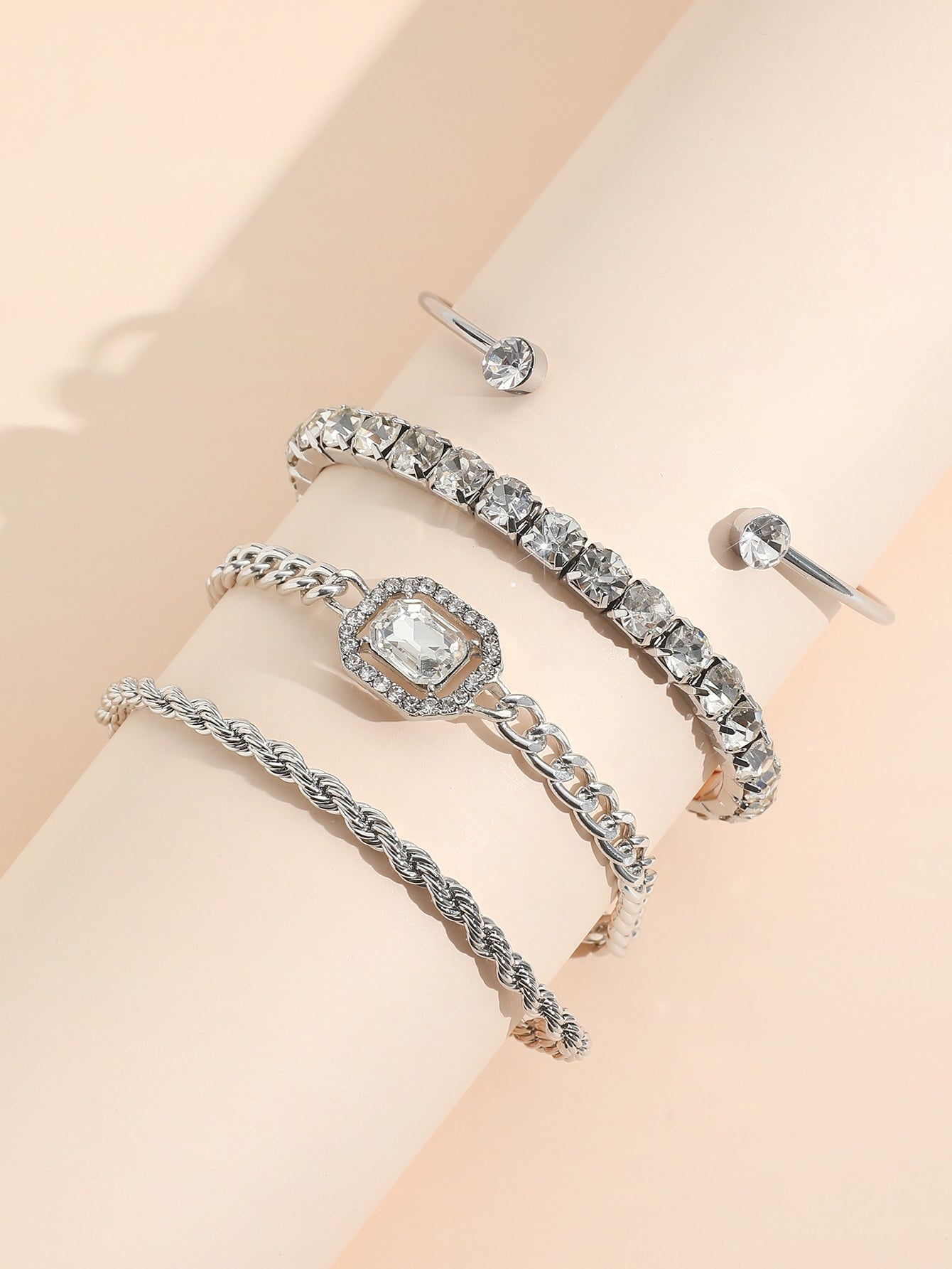 4pcs Rhinestone Decor Bracelet