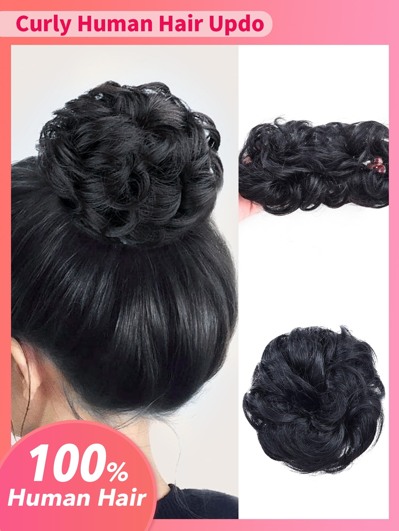 Human Hair Bun Extension: 1pc Updo Hairpiece