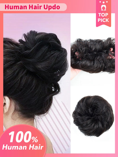 Human Hair Bun Extension: 1pc Updo Hairpiece