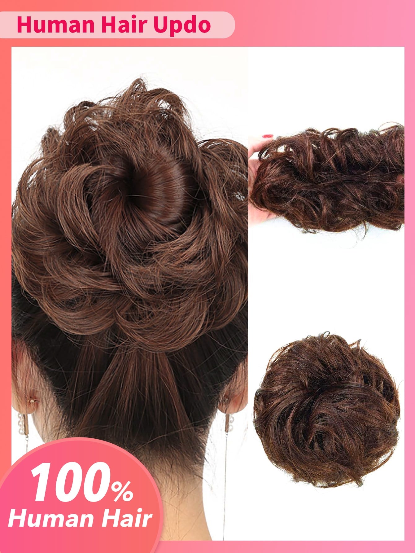 Human Hair Bun Extension: 1pc Updo Hairpiece