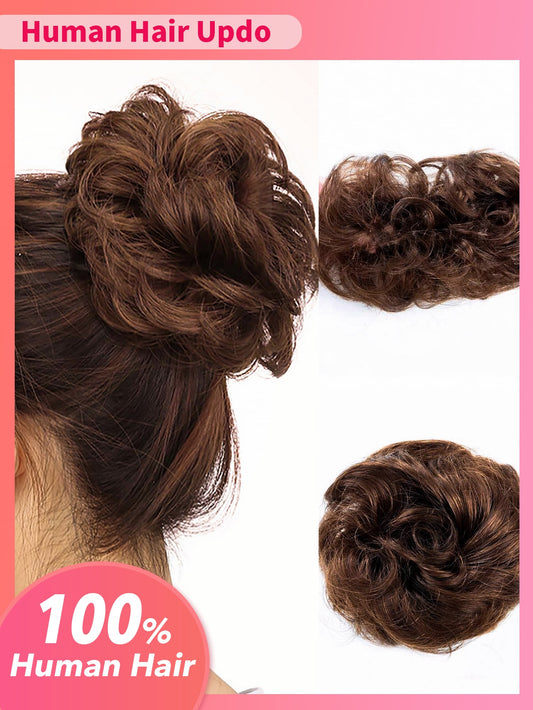 Human Hair Bun Extension: 1pc Updo Hairpiece