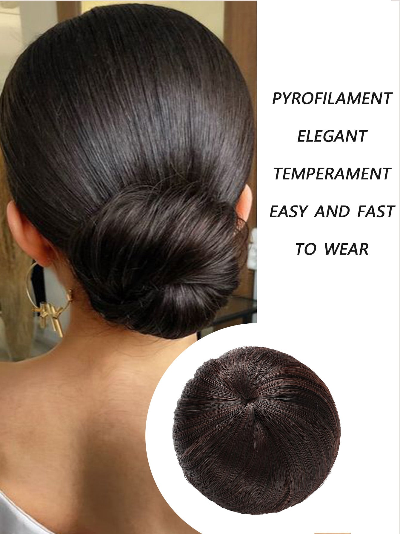 Short Straight Synthetic Hair Bun With Elastic Drawstring