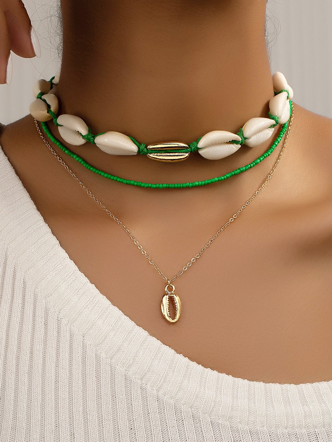 3pcs Shell Decor Necklace