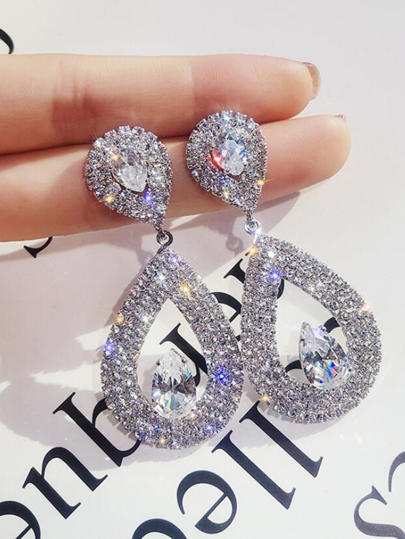 Rhinestone Water Drop Earrings