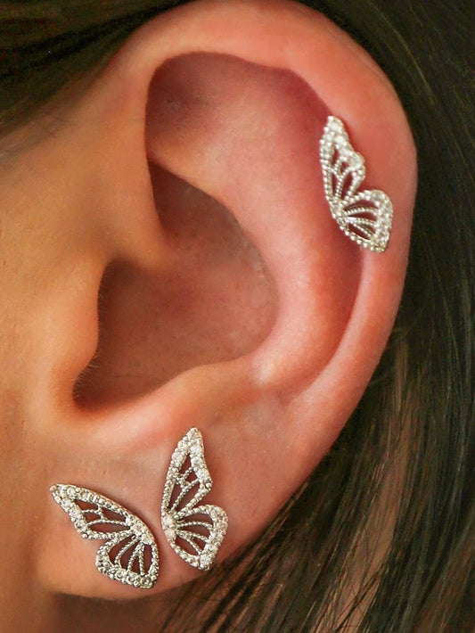 3pcs set Glamorous Cubic Zirconia Butterfly Stud Earring For Women