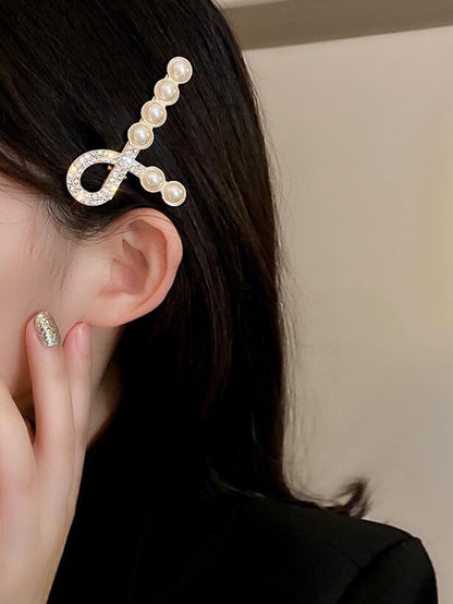 5pcs Rhinestone Faux Pearl Decor Hair Clip