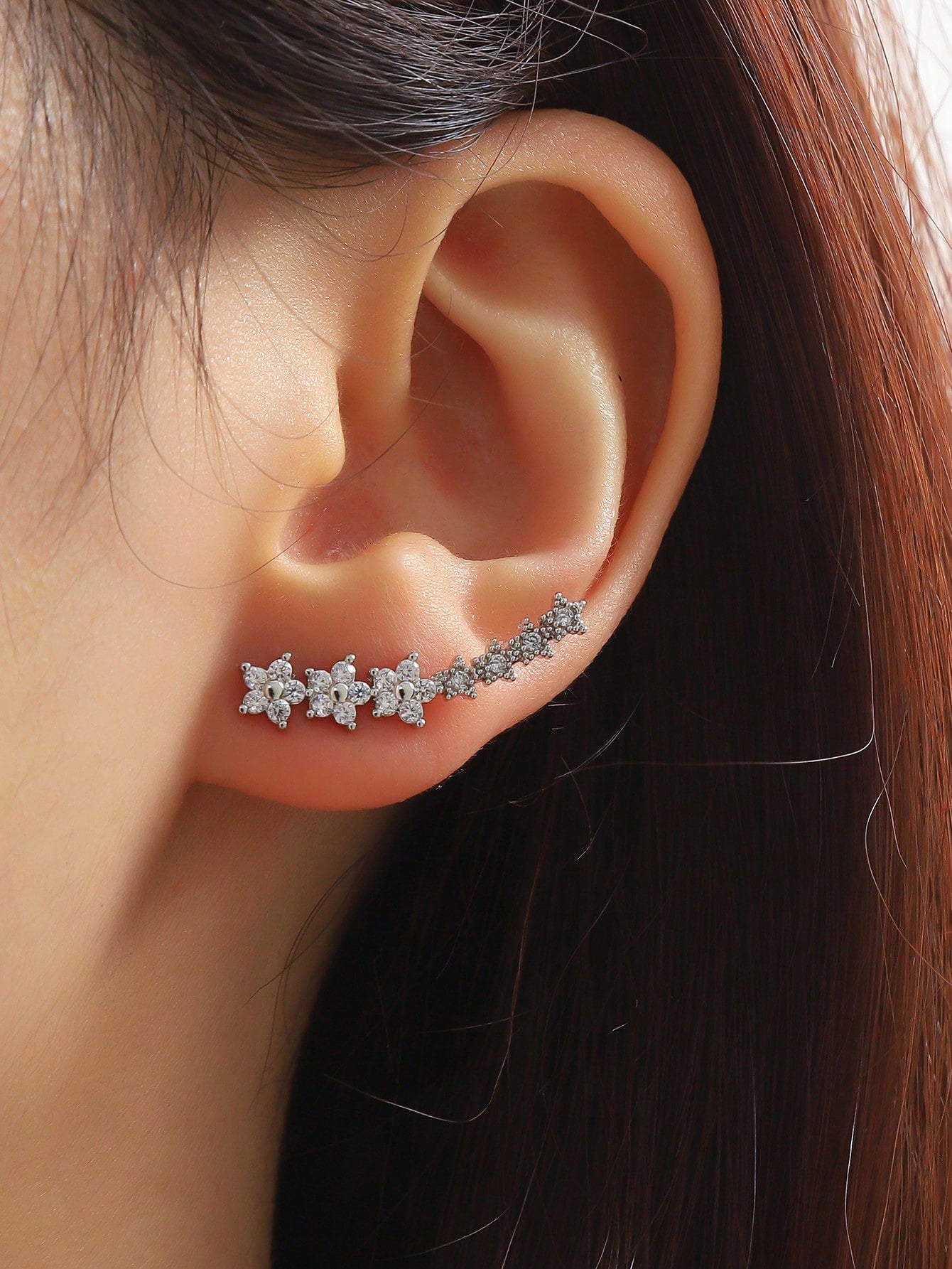 2pcs Cubic Zirconia Decor Earrings