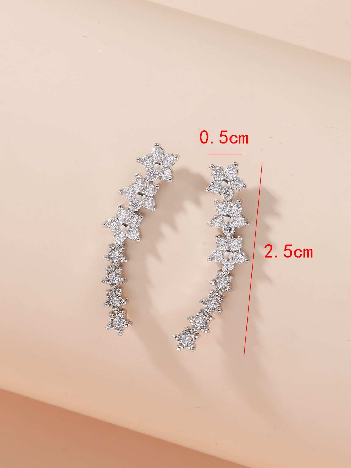 2pcs Cubic Zirconia Decor Earrings