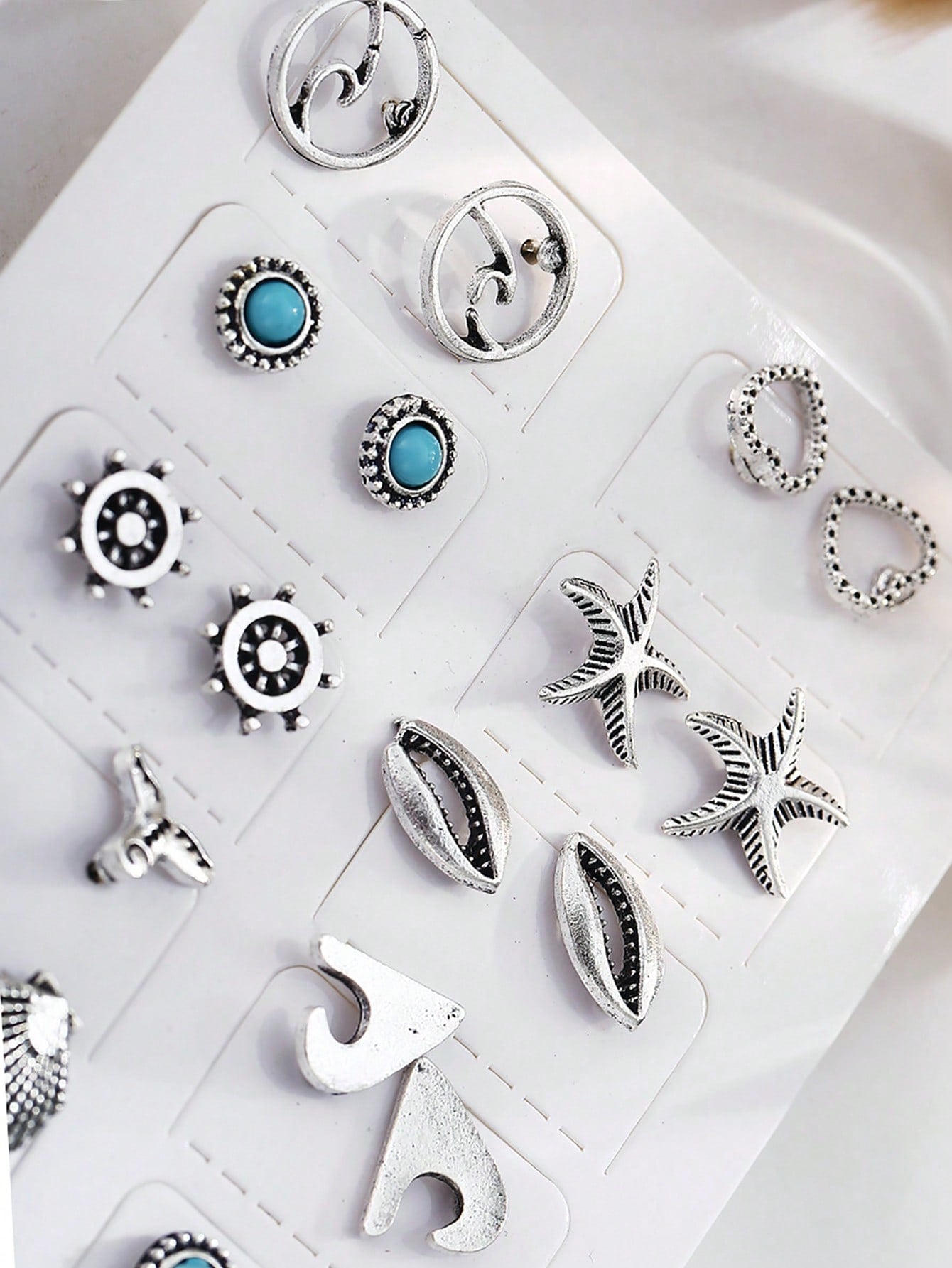 12pairs Shell & Starfish Decor Earrings