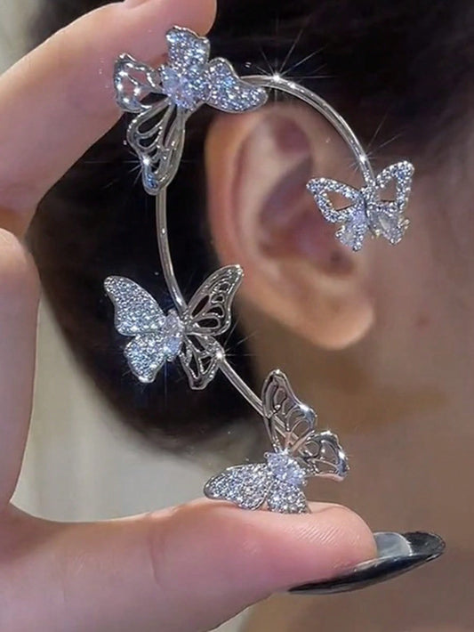 1pc Rhinestone Butterfly Decor Ear Wrap