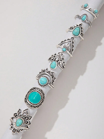 8pcs Turquoise Decor Ring