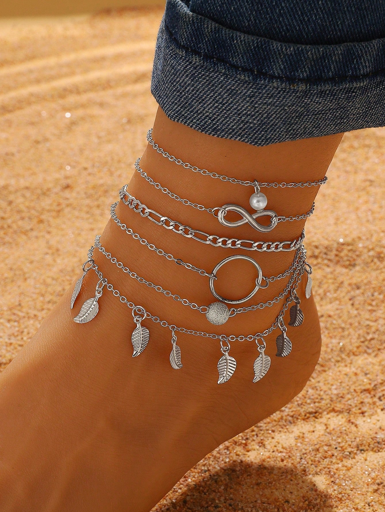 5pcs Star Charm Anklet