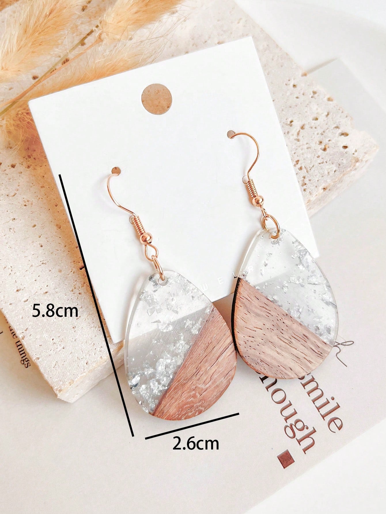 1pair Fashion Wooden Water Drop Earrings