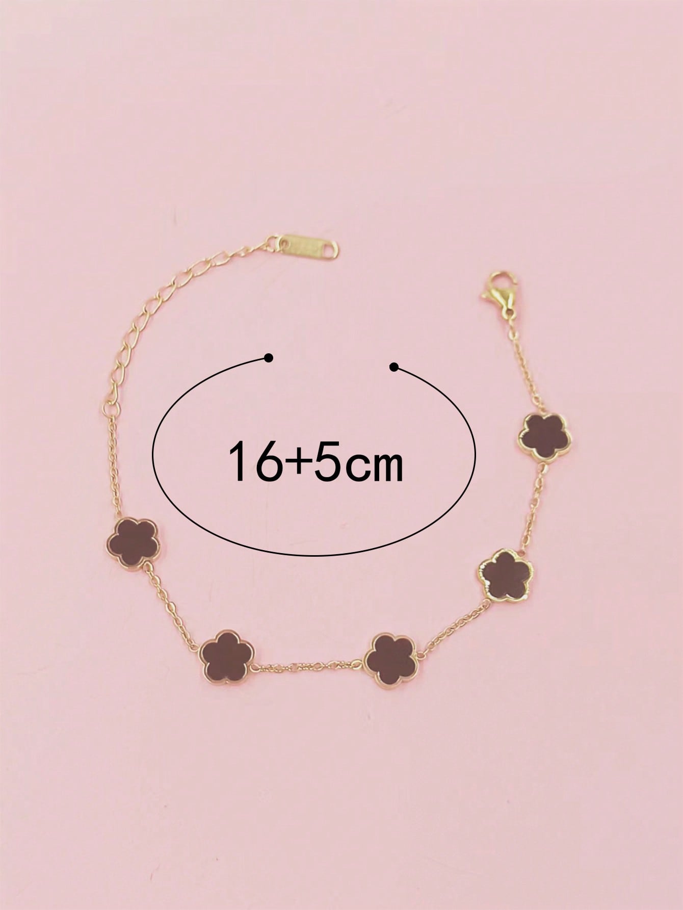 1pc Fashion Stainless Steel Flower Decor Chain Bracelet