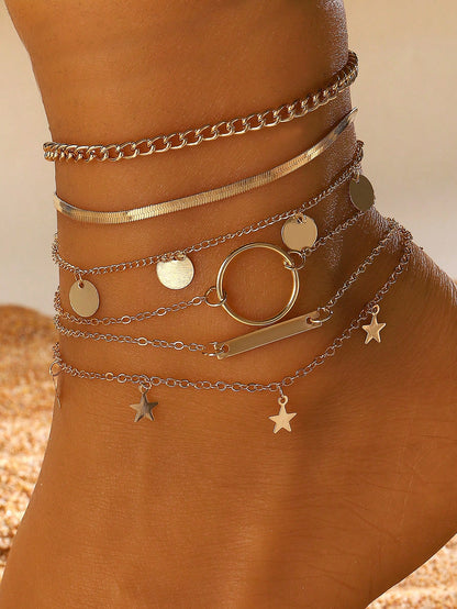 5pcs Star Charm Anklet