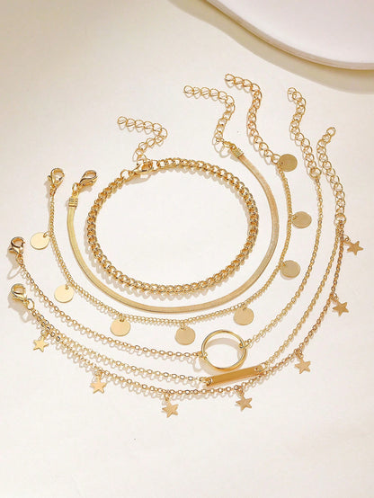 5pcs Star Charm Anklet