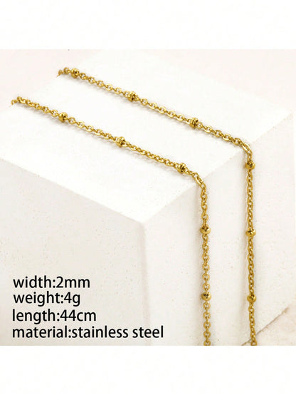 1pc Stainless Steel Flat Snake Bone Chain Choker For Women