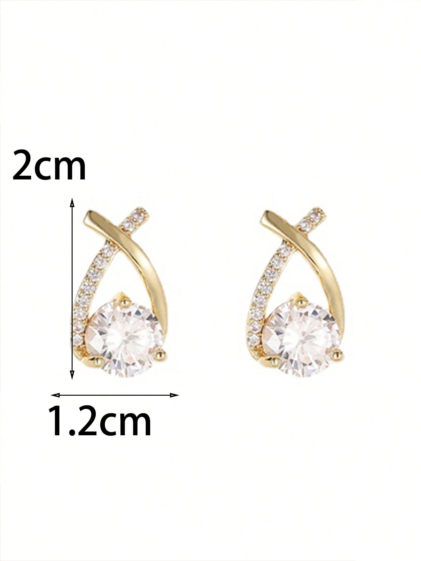 1pair Luxury & Elegant Twist Waterdrop Cubic Zirconia Stud Earrings