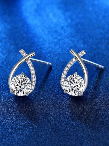 1pair Luxury & Elegant Twist Waterdrop Cubic Zirconia Stud Earrings