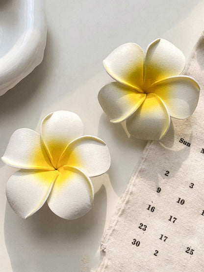 White Yellow Flower Decor Alligator Hair Clips