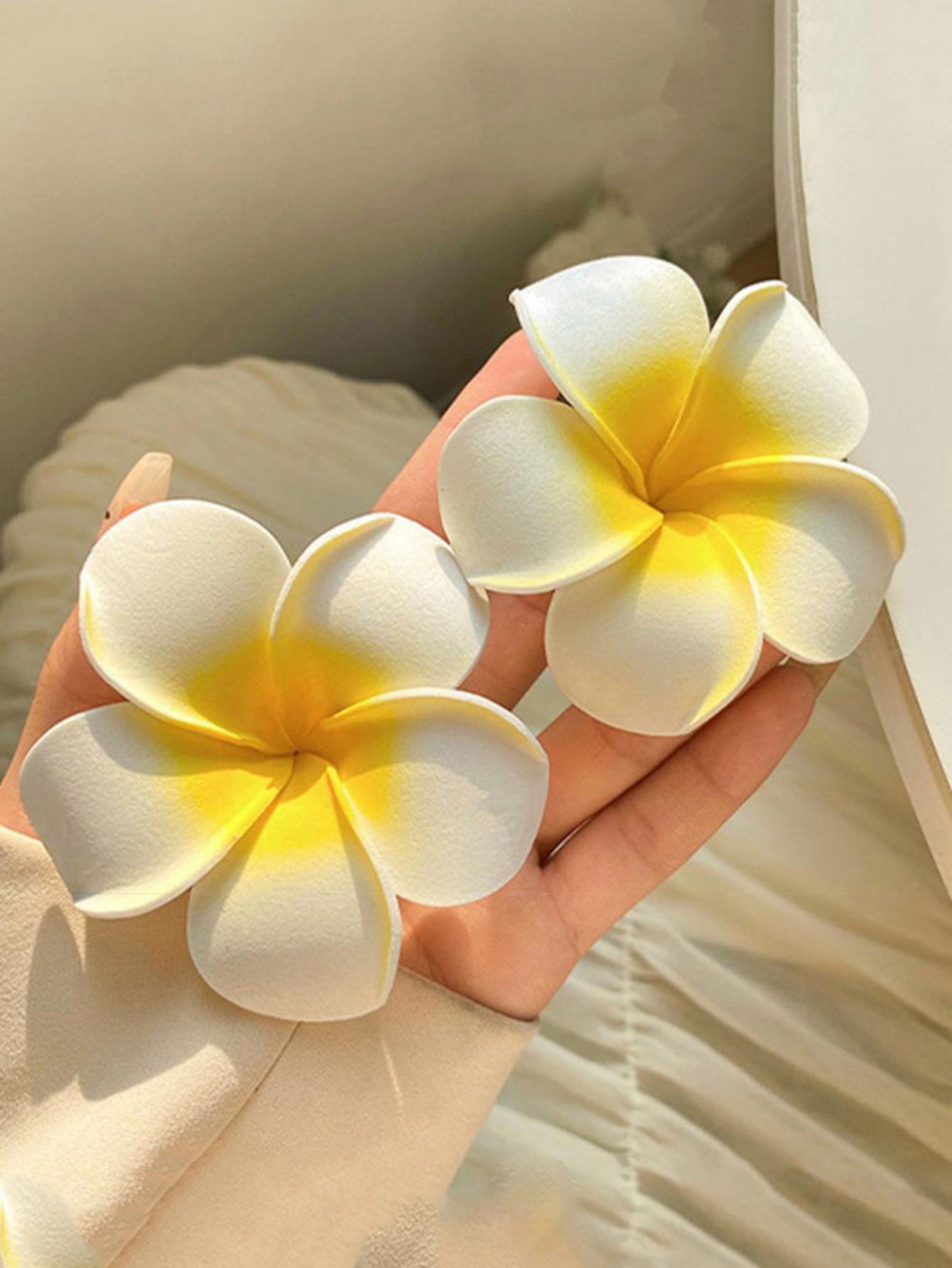 White Yellow Flower Decor Alligator Hair Clips