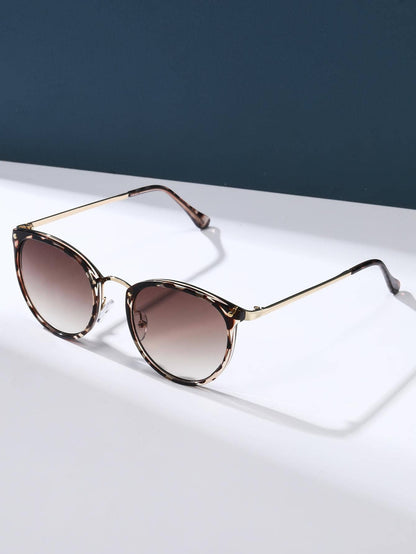 Trendy Tortoiseshell Round Frame Sunglasses