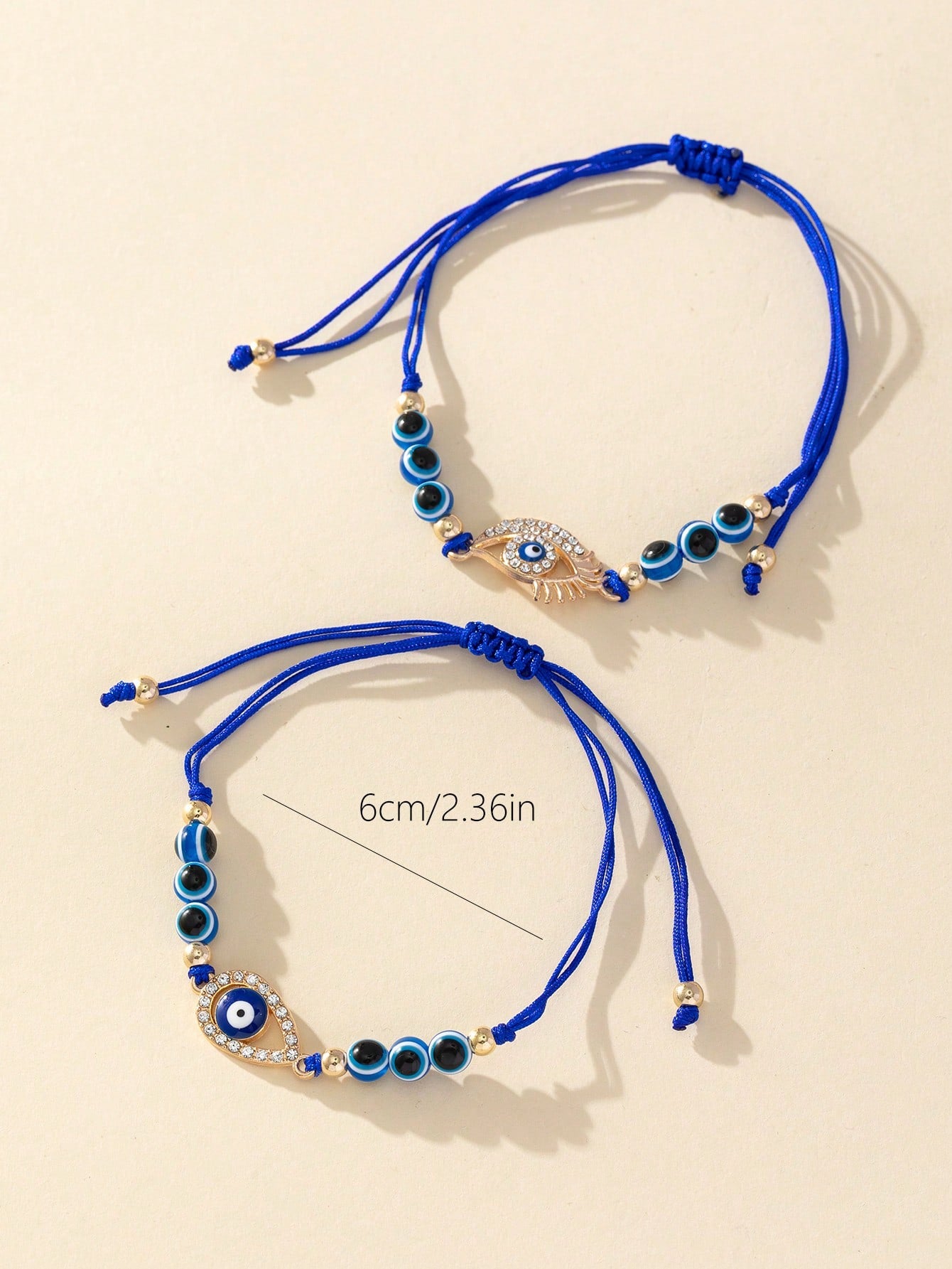 12pcs/set Alloy & Rhinestone Decor Evil Eye Friendship Adjustable Bracelet