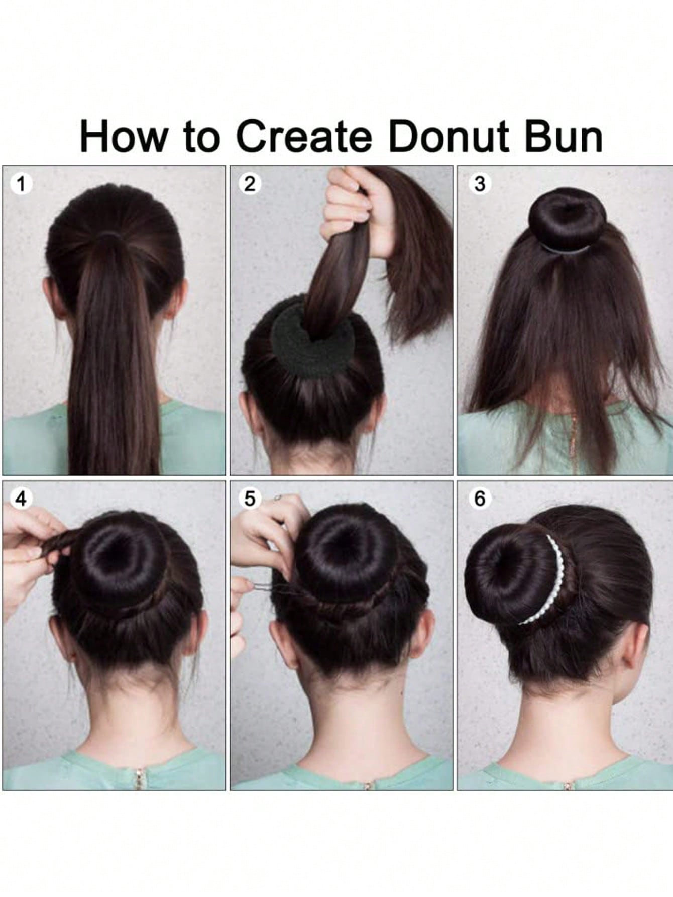 Hair Bun Maker Kit 4pcs Donut Bun Maker 1 Large 2 Medium And 1 Small 6pcs Elastic Hair Ties 20pcs Hair Bobby Pins Black