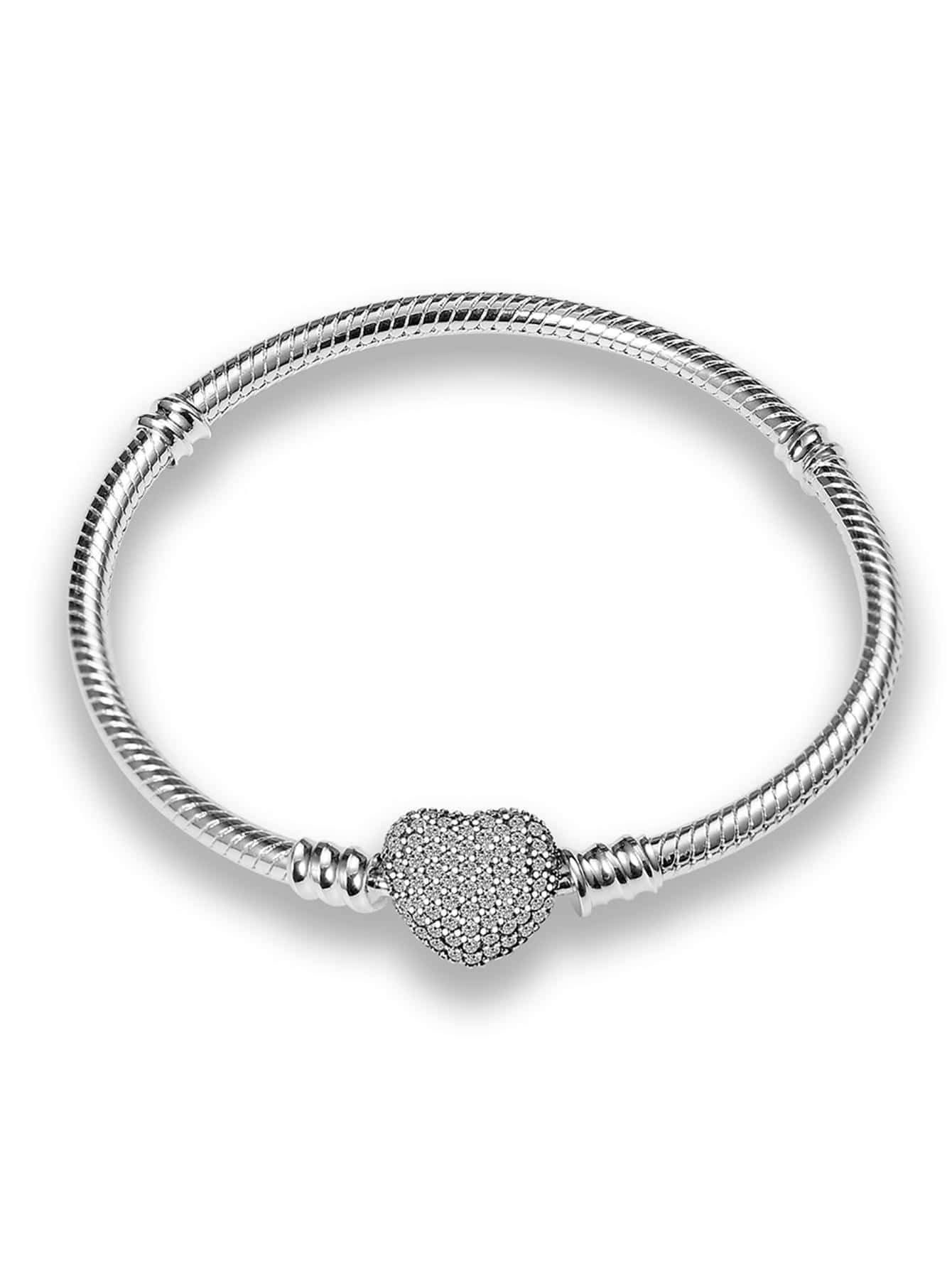 1pc Cubic Zirconia Heart Decor Bangle