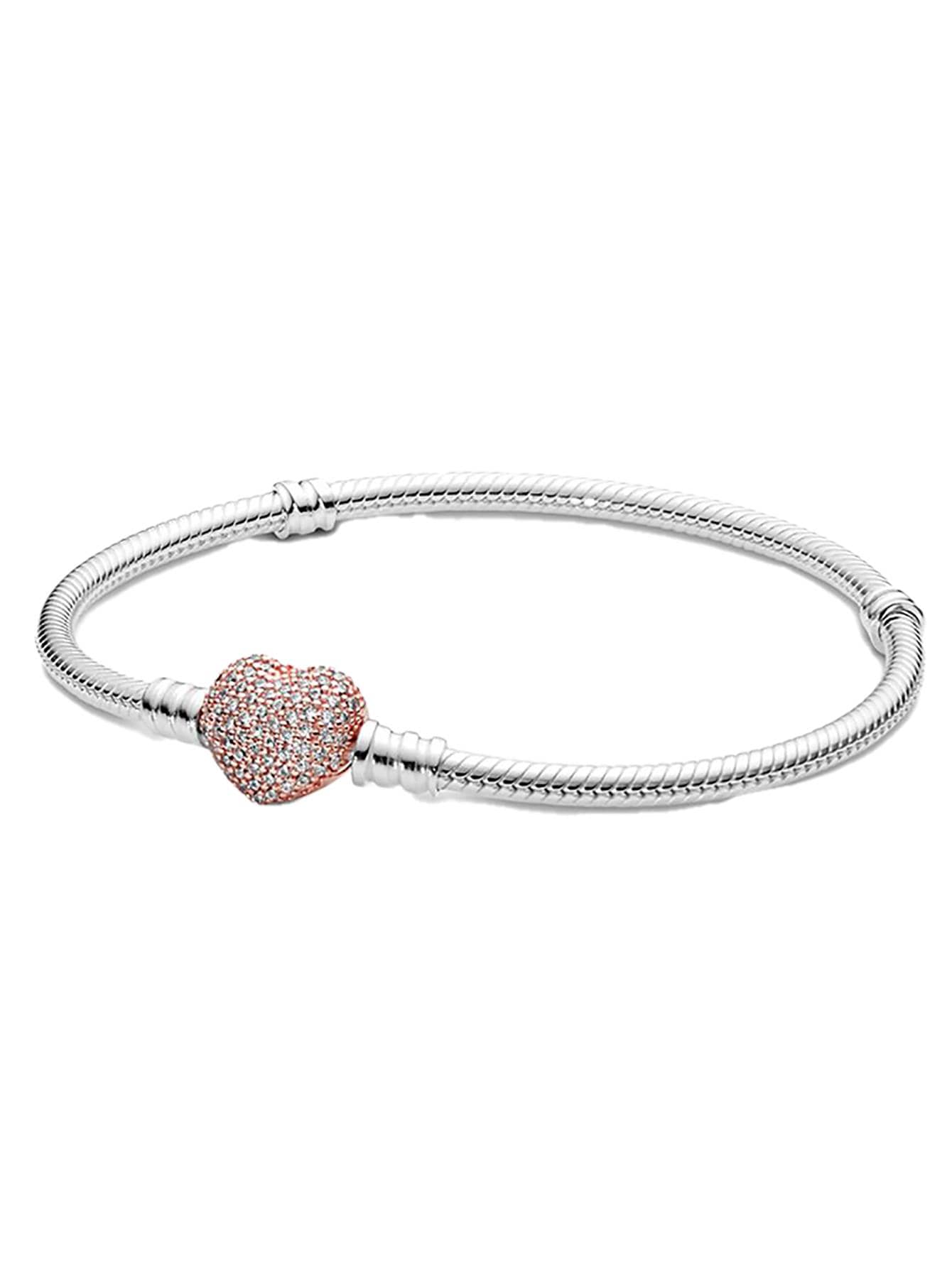 1pc Cubic Zirconia Heart Decor Bangle