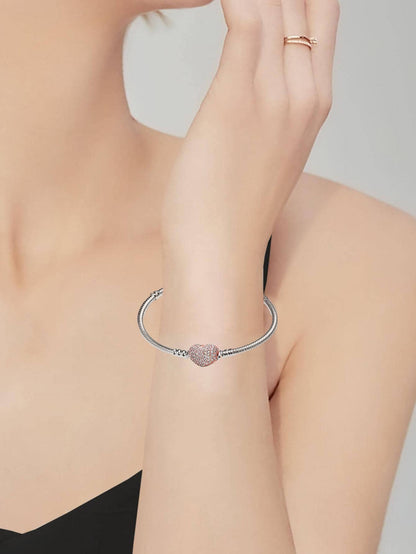 1pc Cubic Zirconia Heart Decor Bangle